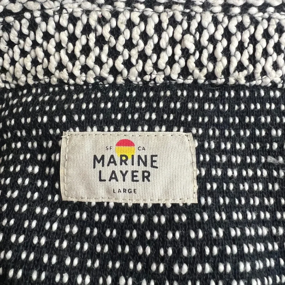 Marine Layer Blazer Jacket Black White Textured Knit Button Front Coatigan Large